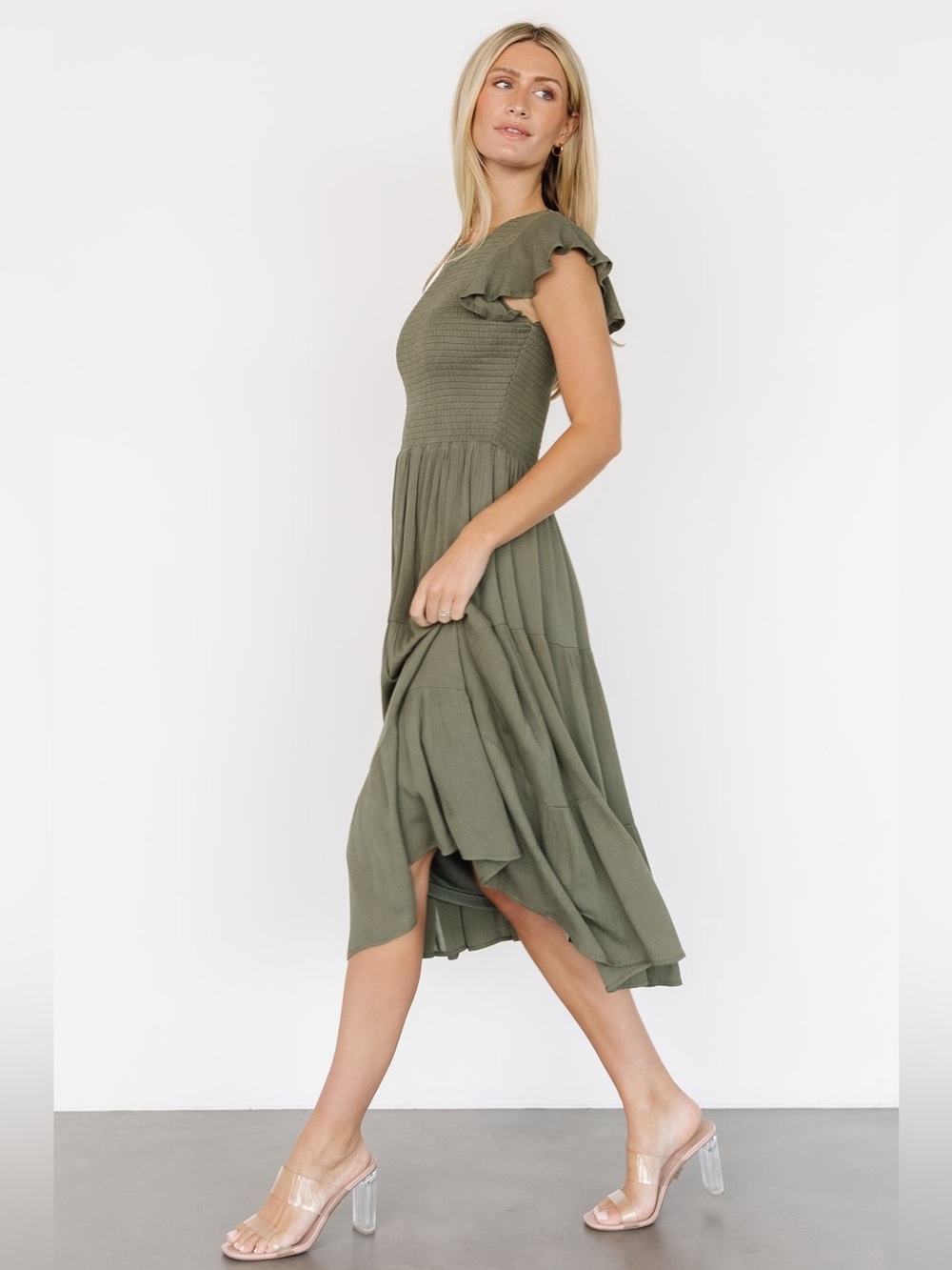 Baltic Born Loretta Smocked Midi Dress - Picture 2 of 11